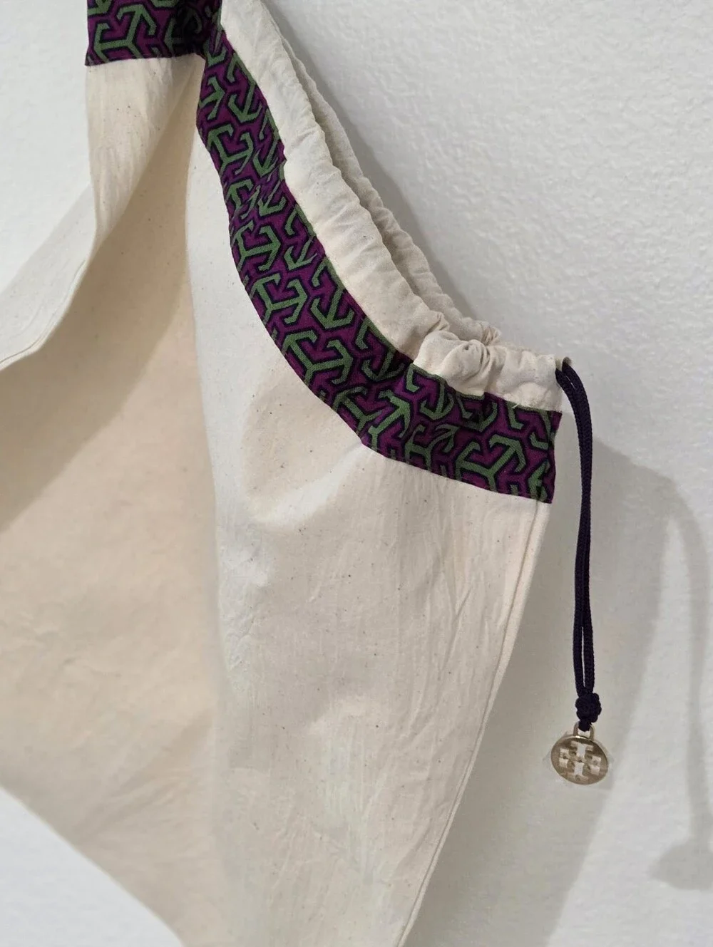 Tory Burch Medium Canvas Drawstring Dust Bag 14.5 X 13.5